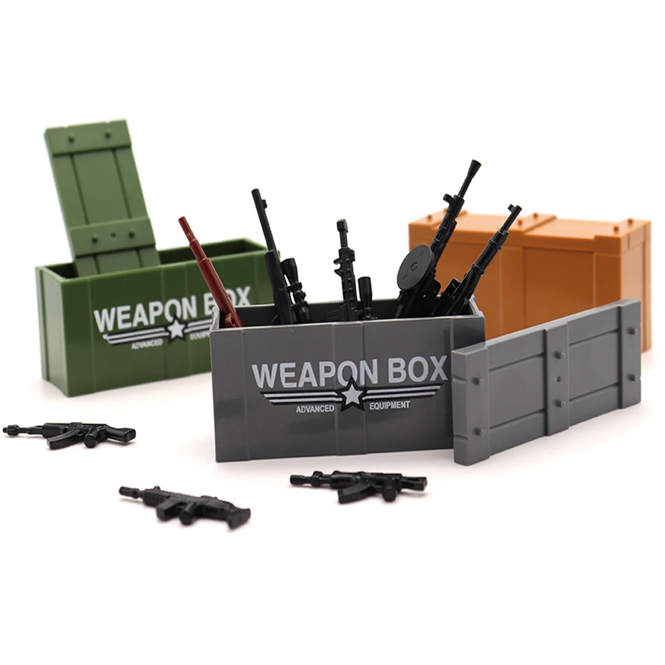 Military Special Forces Sandbag Weapon Box Gun WW2 DIY Building Blocks Educational Creative Bricks Toys For Children Kids Gifts