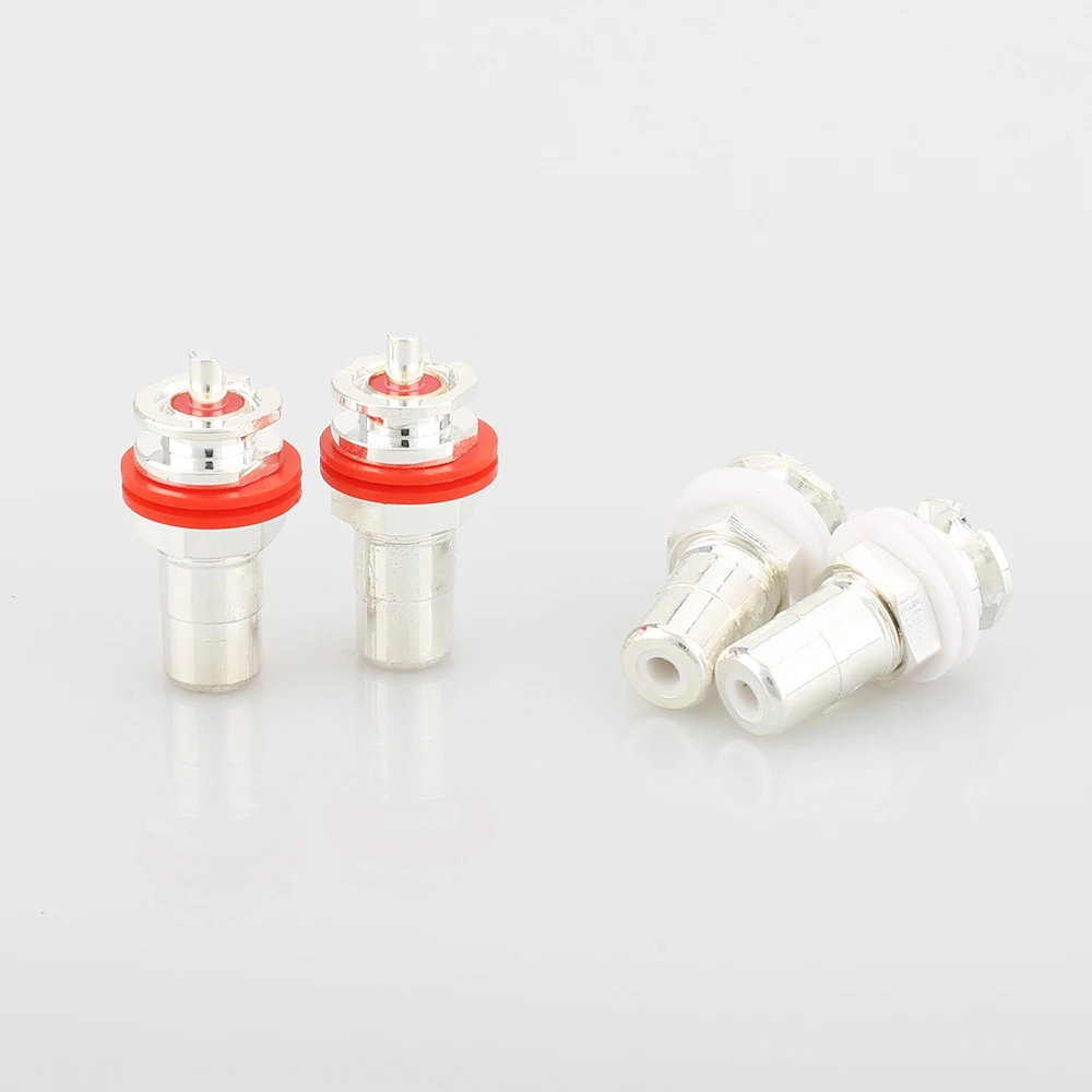 Adaptador de enchufe hembra de montaje en Panel, conector RCA Chapado en plata, 4 piezas