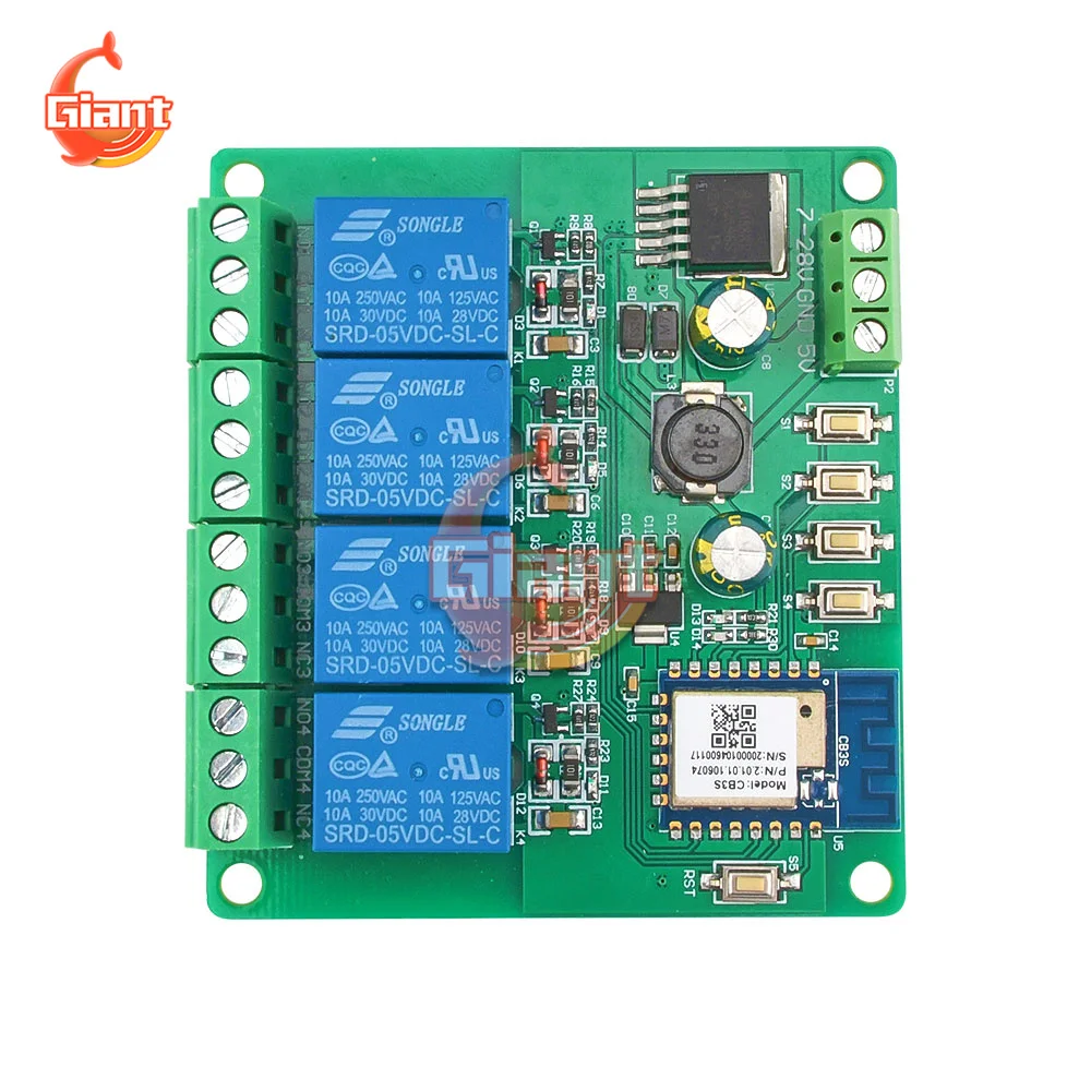 Tuya Remote WiFi Control Four-way Relay Module Mobile APP Control Smart Switch