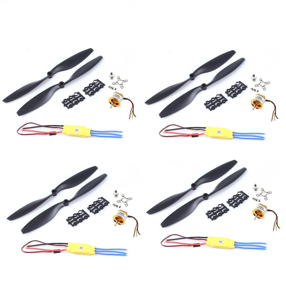 4set/lot A2212 1000KV 1400KV 2200KV Brushless Outrunner Motor +30A ESC+1045 Propeller Quad-Rotor Set for RC Aircraft Multicopter