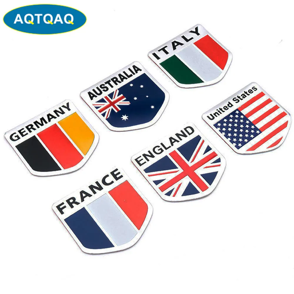 1 Pcs 3D Aluminum Alloy Italy Germany France Russia Australia England United States Map National Flag Car Sticker Car Styling