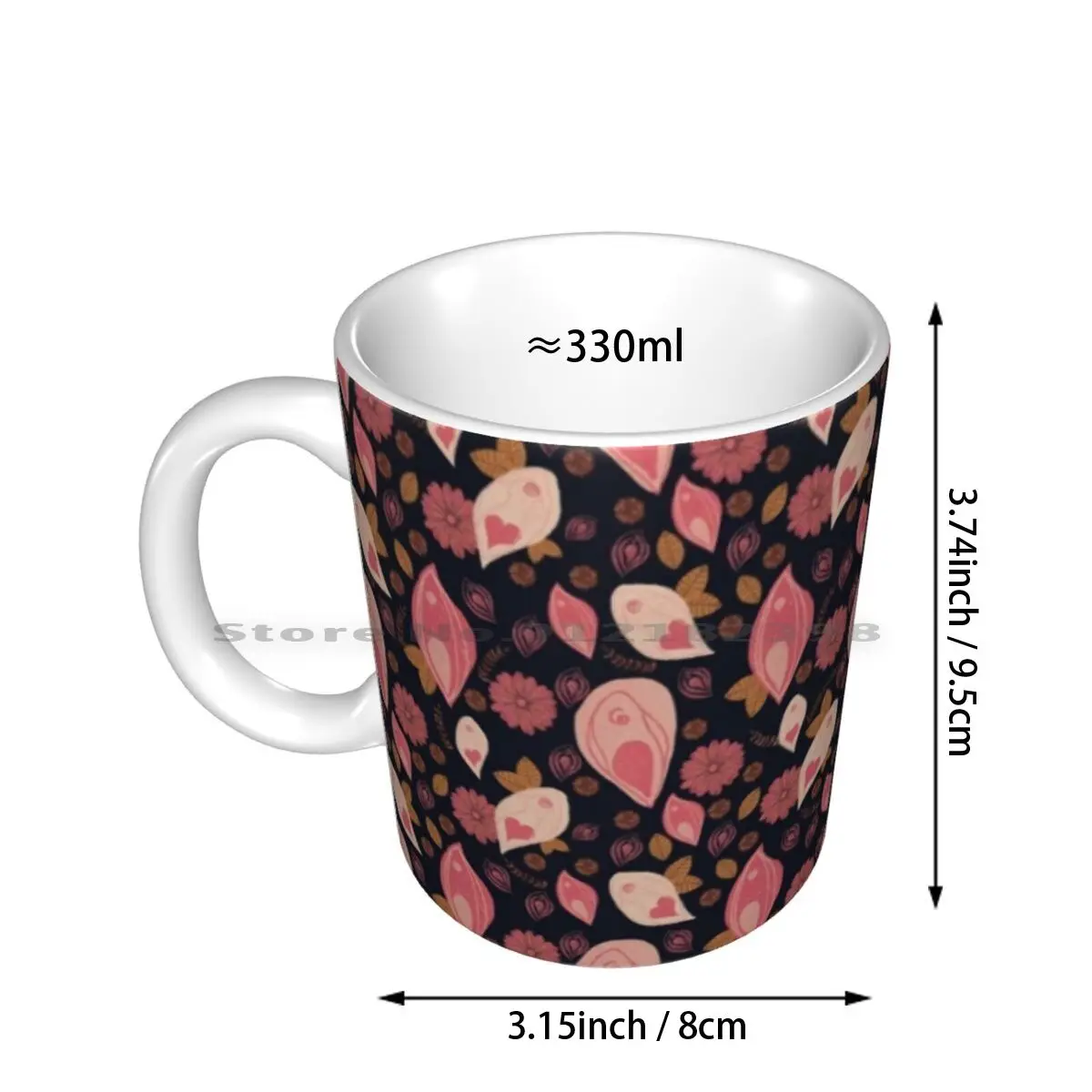 Vulva Flower Pattern Ceramic Mugs Coffee Cups Milk Tea Mug Yoni Pussy Vulva Vagina Female Pleasure Sex Positivity Feminism