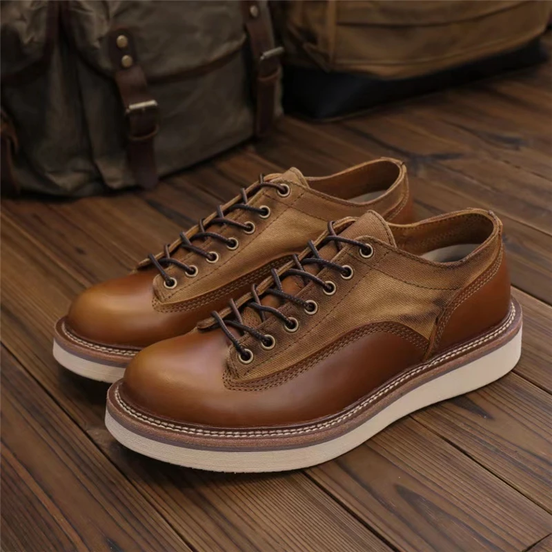 New Vintage British Handmade Casual Men Shoes Autumn Winter Outdoor Work Ankle Boots Cow Leather Tooling Desert Motorcycle Boots