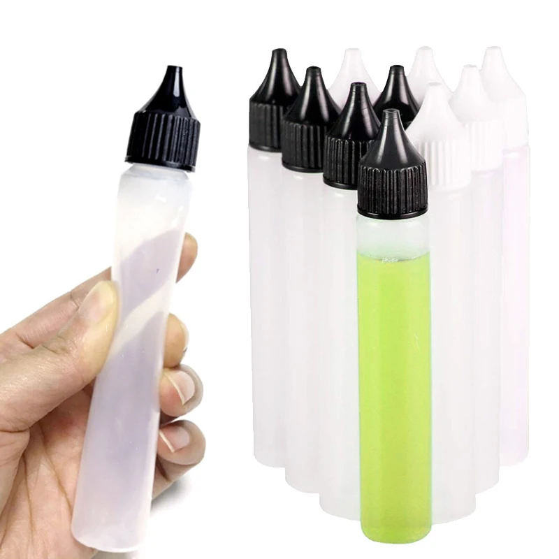 10pcs 30ml Plastic Dropper Bottle With Ecig Liquid Bottle Empty Long Slim Bottle Pen Shape Bottle Free Shipping