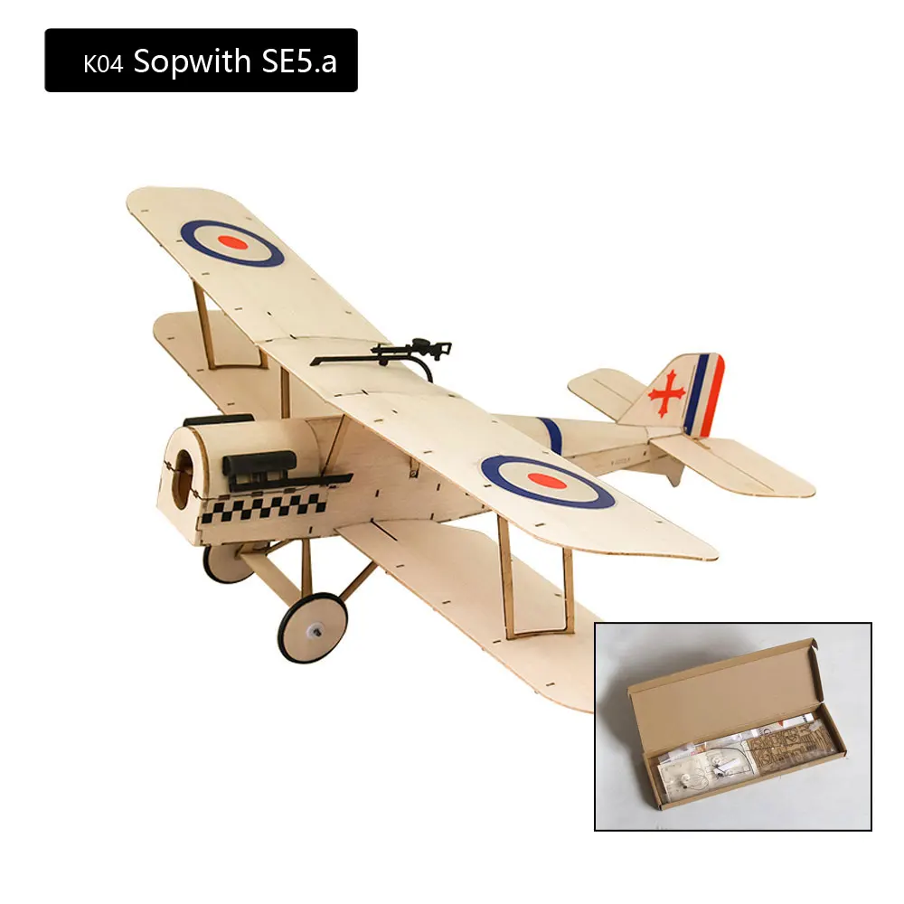 K4+K6 Ultra-micro Balsawood Airplane SE5A+ Sopwith Pup Combo Micro RC Balsa Wood Laser Cut Building Kit with Brushless Power