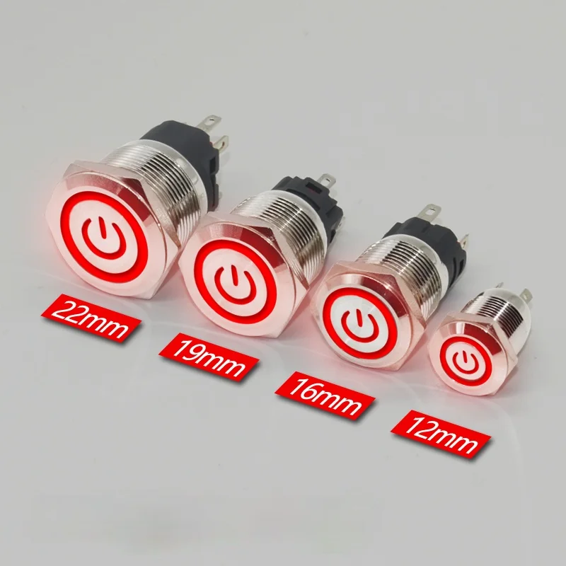 12/16/19/22mm Metal Push Button Switch Momentary Latching Fixed Electric On Off Power Start Stop LED Light 3V 6V 12V 24V 220V