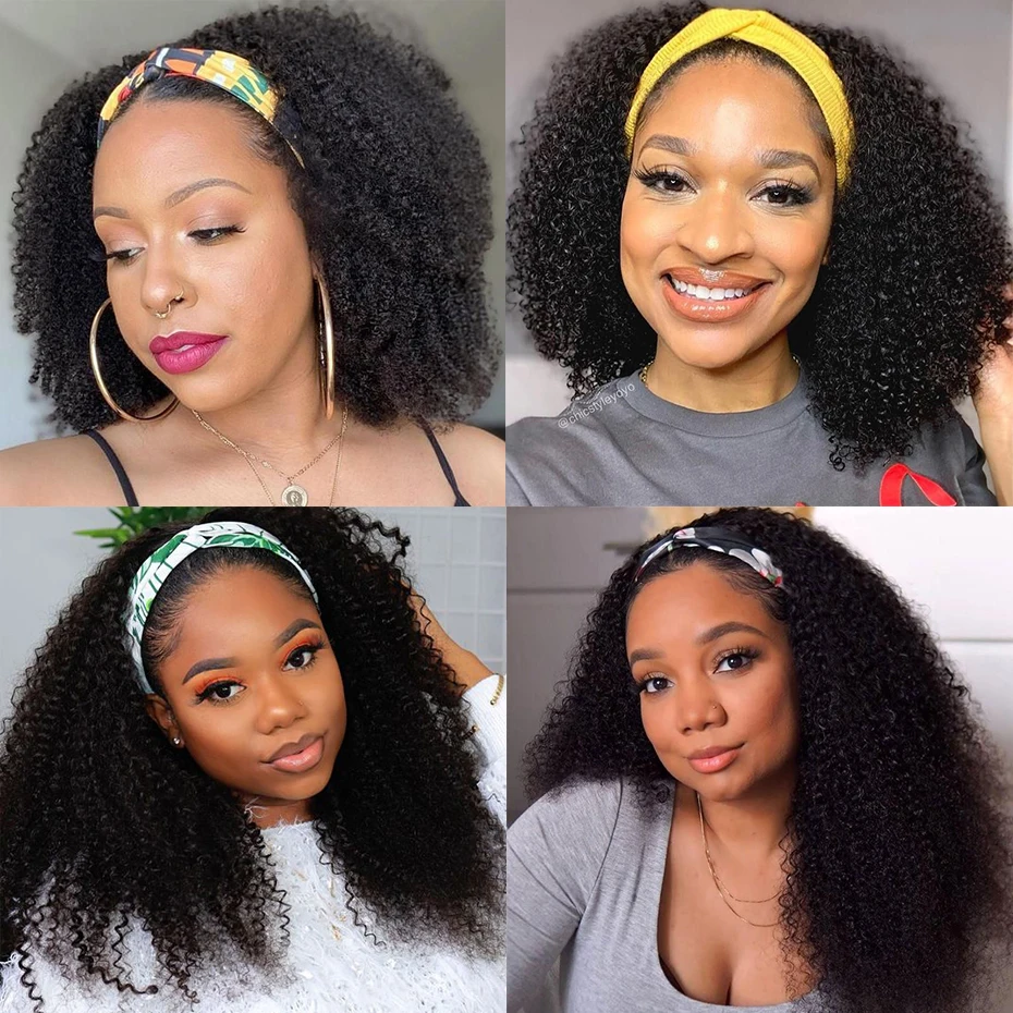 Afro Kinky Curly Headband Wigs Human Hair Brazilian Wigs Natural Hair Remy Hair Wig For Black Women on Promotion Jarin Hair