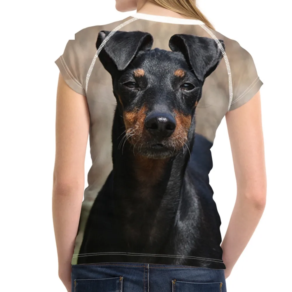 NOISYDESIGNS Harajuku Girls Summer T Shirts Cute Dog Manchester Terrier Print Woman T-shirts Funny O Neck Short Top Tees