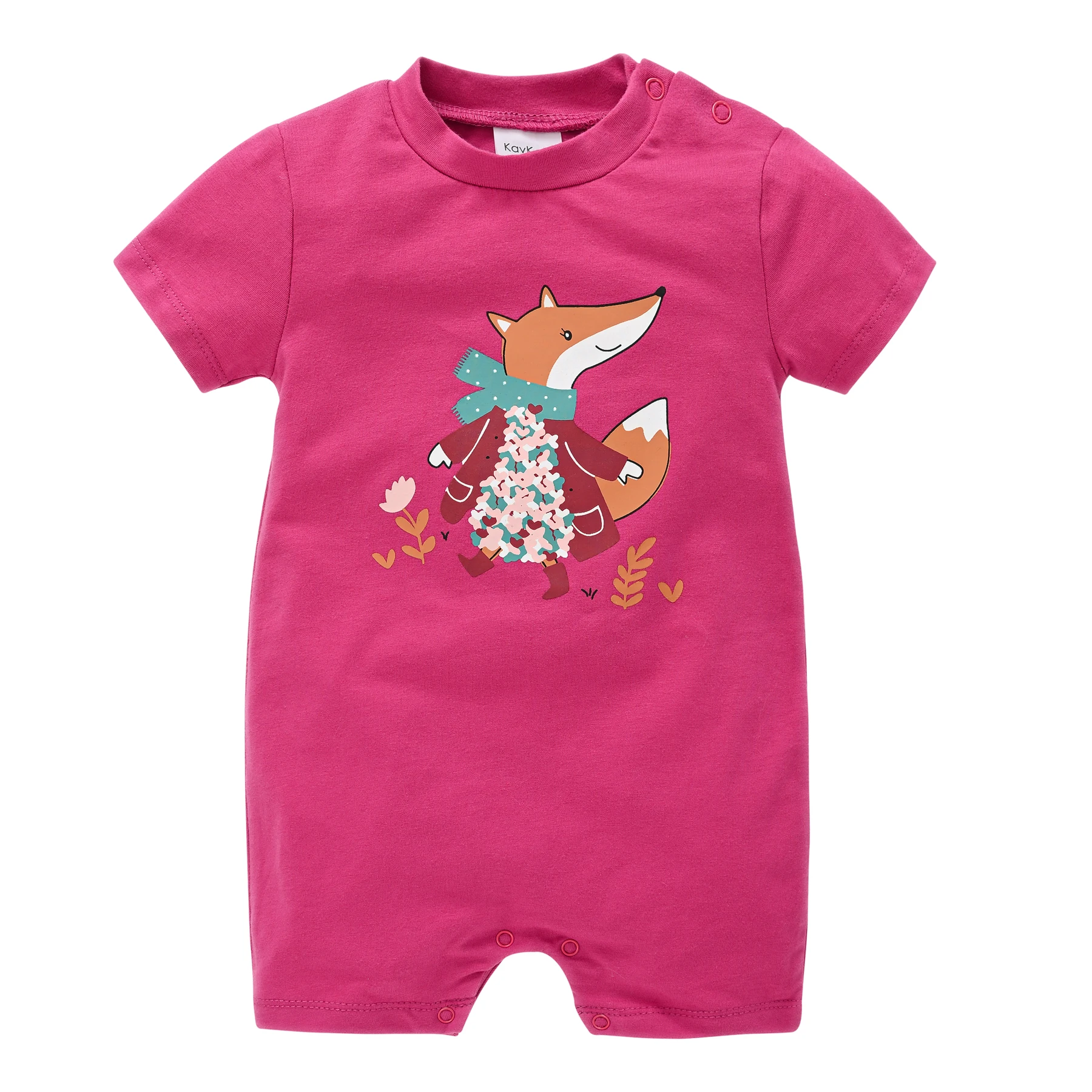 Honeyzone-Ropa de bebé recién nacido para niña, Mono corto con estampado de zorros y dibujos animados gemelos, Ropa de amaranto fresca para verano, mono Infantil de 0 a 12M