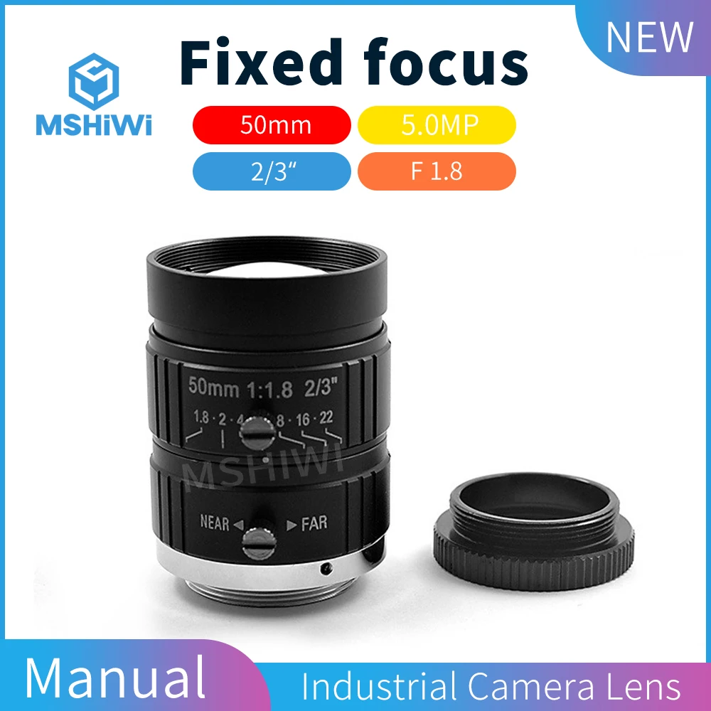 

5MP 50mm C Mount Camera Lenses 2/3" F1.8 Manual Iris Fixed Focus Lenses For Machine Vision Industrial Camera Lenses Surveillance