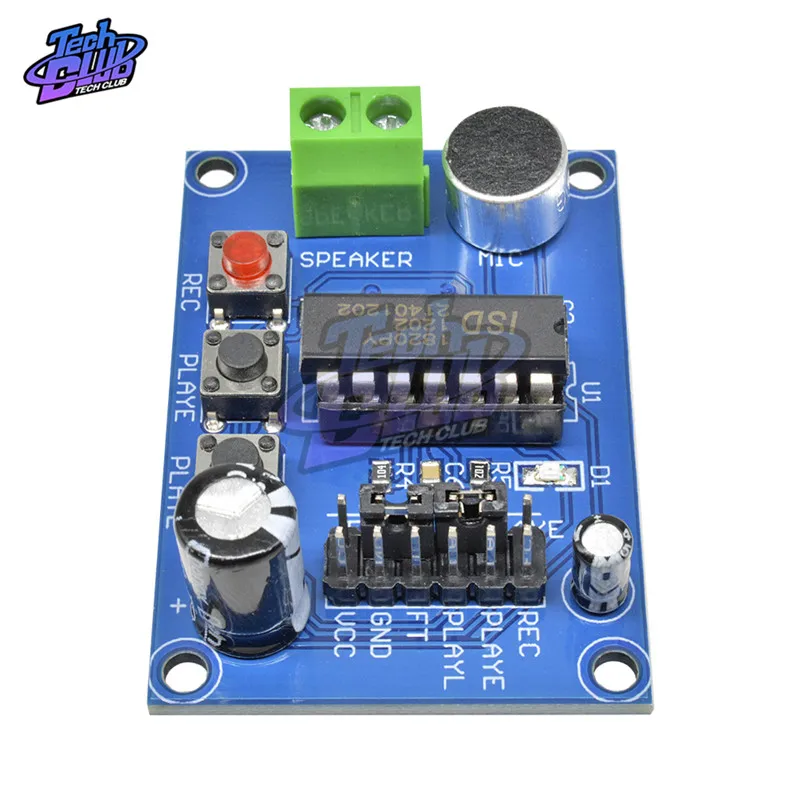 3 ~ 5V ISD1820 modulo di registrazione e riproduzione della scheda audio/vocale versione PCB blu modulo di registrazione del suono del microfono di bordo
