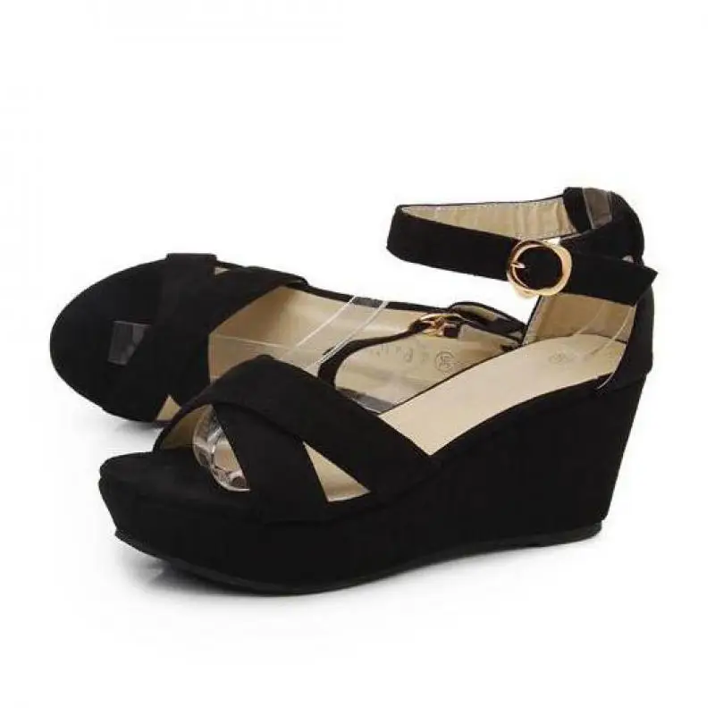 32-40 estate fondo spesso tacco alto scarpe da donna taglia 32 33 40 nero romano zeppe piattaforma tacco sandali da donna scarpe da spiaggia