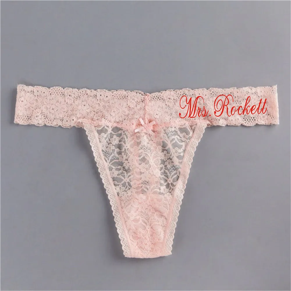 Personalized Name Mrs Wedding Bridal Lace Thong Customize Funny Wedding Gift Underwear Women Sexy Panties Female Lace Lingerie