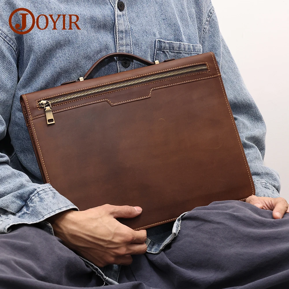 JOYIR Genuine Leather Men Portable Briefcase Male 13.3\