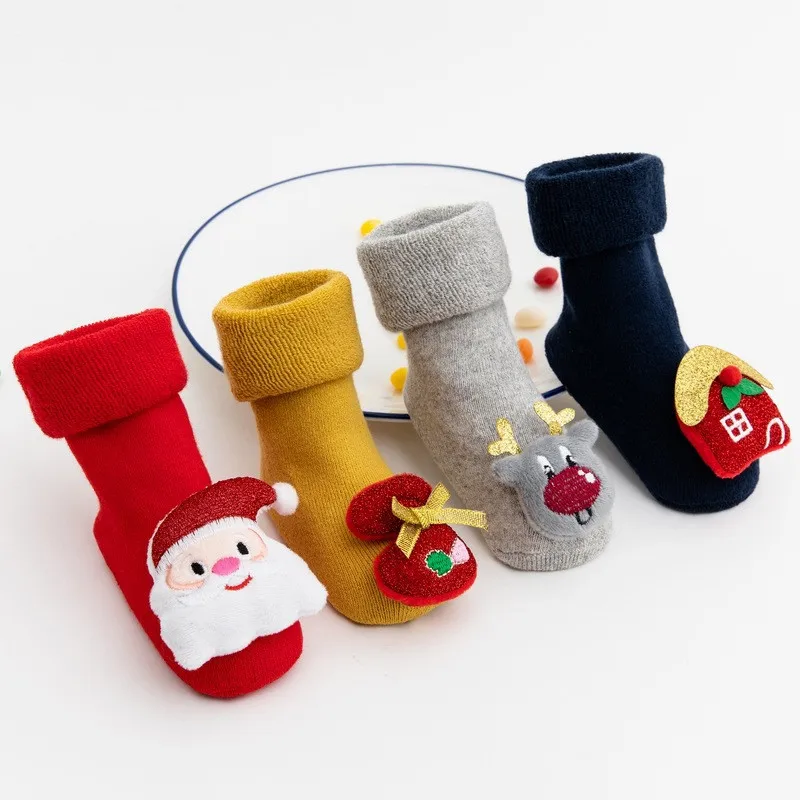 

Lawadka 0-3Years Winter Infant Baby Boys Girls Socks Anti Slip Cartoon Thick Warm Christmas New Year's Socks Newborn Accessories