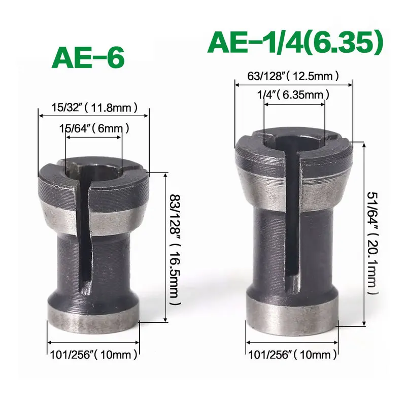 1Pcs 6mm&6.35mm&8mm Woodworking Router Bit Engraving Machine Wood Milling Cutter Woodworking Milling Cutter Chuck Convert Set