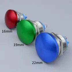 Push Button Switch Momentary without Fixation 16mm 19m 22mm Metal Mushroom Head Switch Press Big Red Green Waterproof Self-reset
