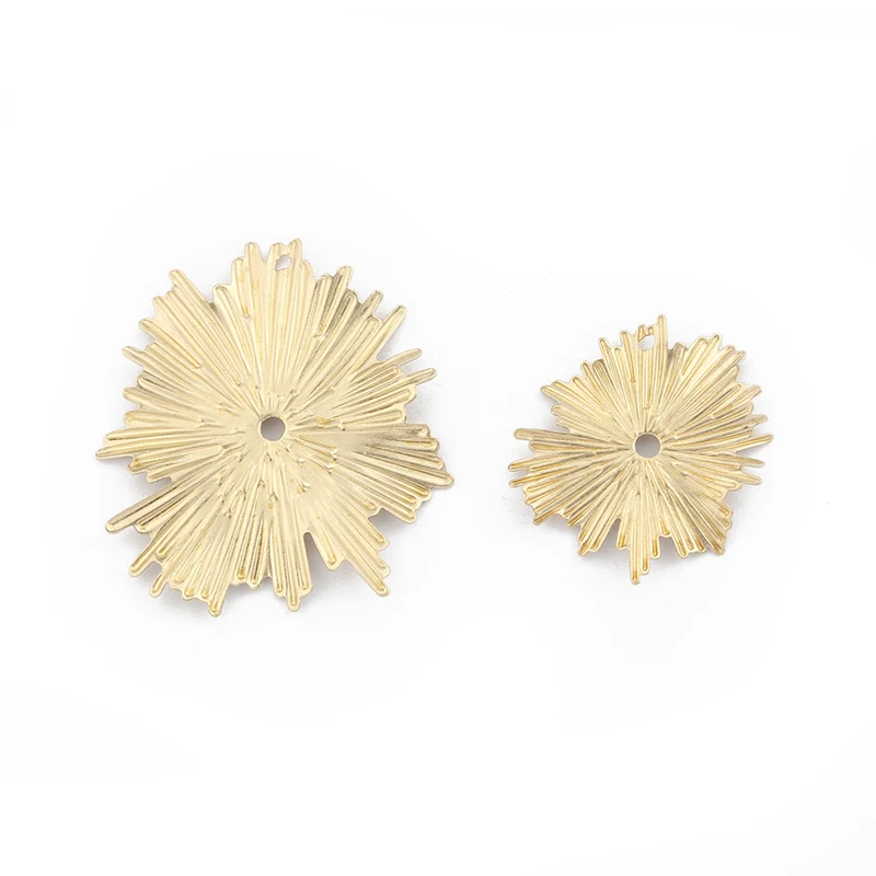 20Pcs Raw Brass Sun Flower Charms Burning Fire Flower Pendant For DIY Bracelet Earring Jewelry Making Findings