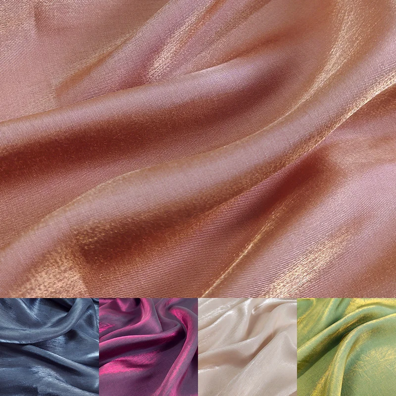 Colored Glass Silk Satin Gradient Fabric Dress Wedding Bright Face Baby Clothes Fabric Diy Mermaid Background Cloth Tablecloth