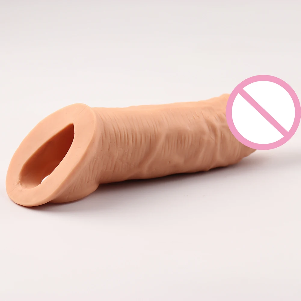 Realistic Penis Extender Sleeve Reusable Condom Delay Ejaculation Sex Toys for Men Penis Extender Enlargement Sleeves Male Toy