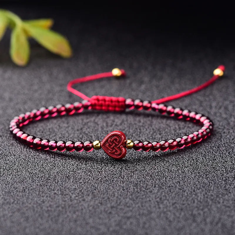 Natural Cinnabar Hand Weave DIY Lucky Pixiu Red Rope Garnet Bracelets Buddha Cinnabar Charm Bracelet Bangle Jewel Dropship