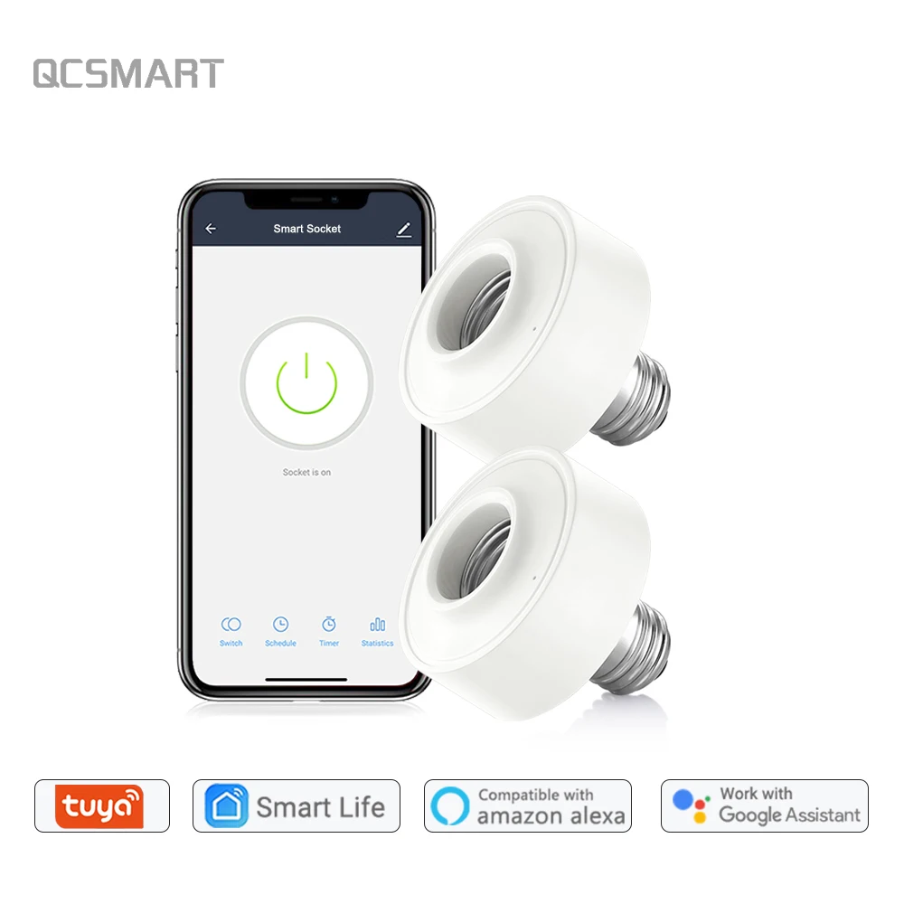 Tuya Smart Life Remote Control Light Socket Lamp Holder E27/E26 Timer Switch works with Echo Alexa and Google Home Voice Control