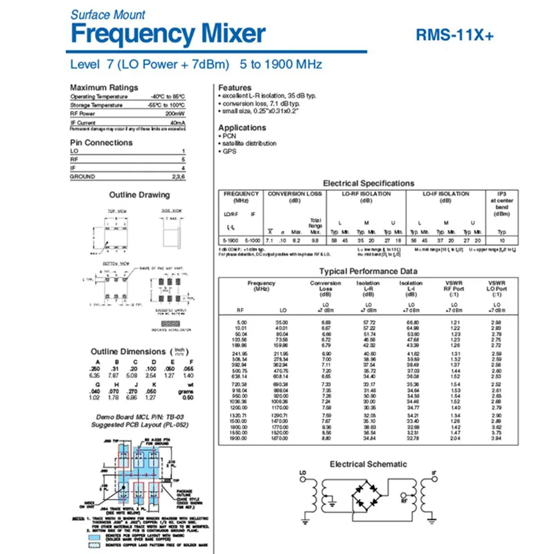RMS-11 RF Auf-Ab-Frequenzumwandlungs-Passivmischermodul 5-1900MHz Bereich für den Markt für elektronische Komponenten – Detail 3