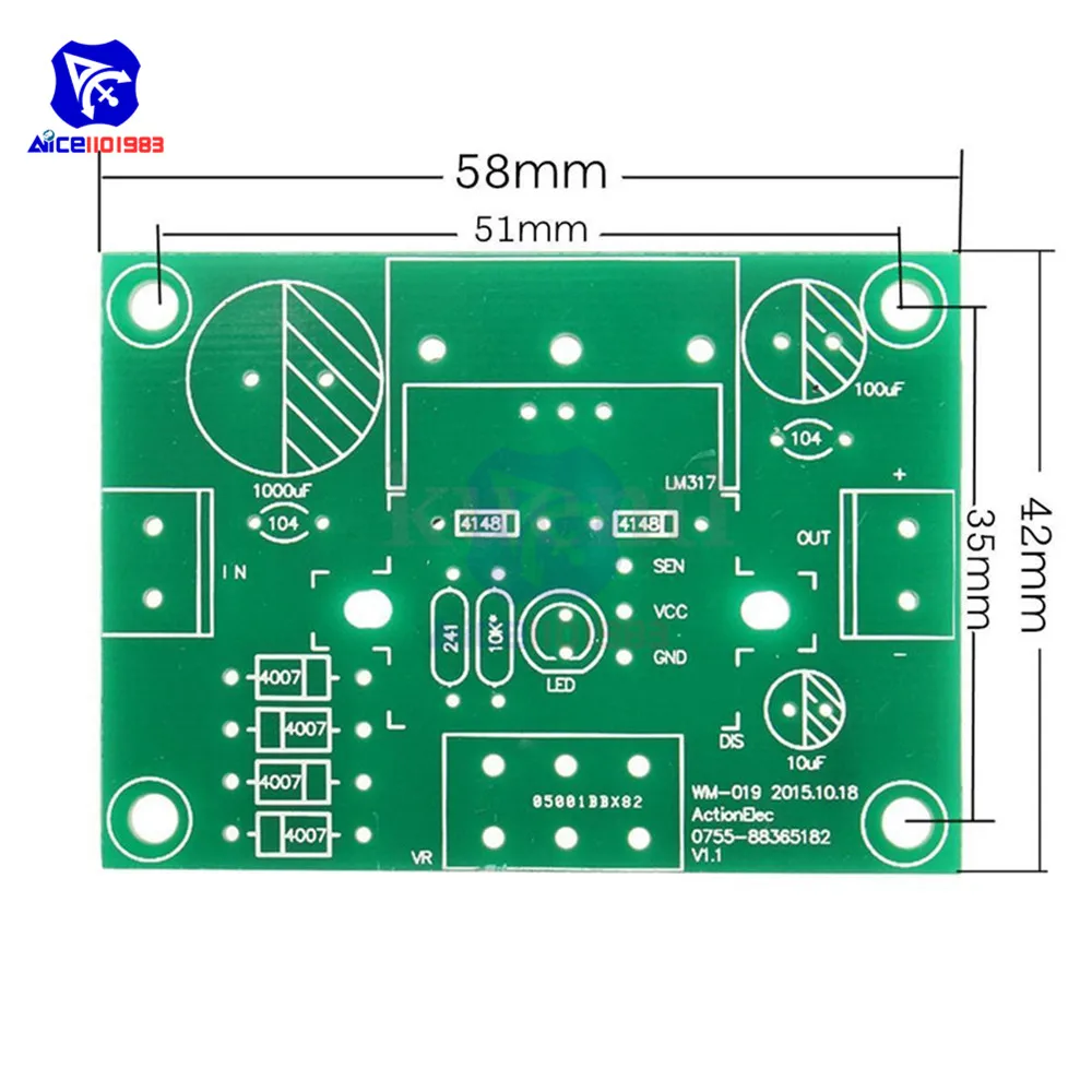 LM317 AC/DC to 27V 40V Step Down Buck Converter Module Adjustable Potentiometer Voltage Regulator Board with LED DIY Kit