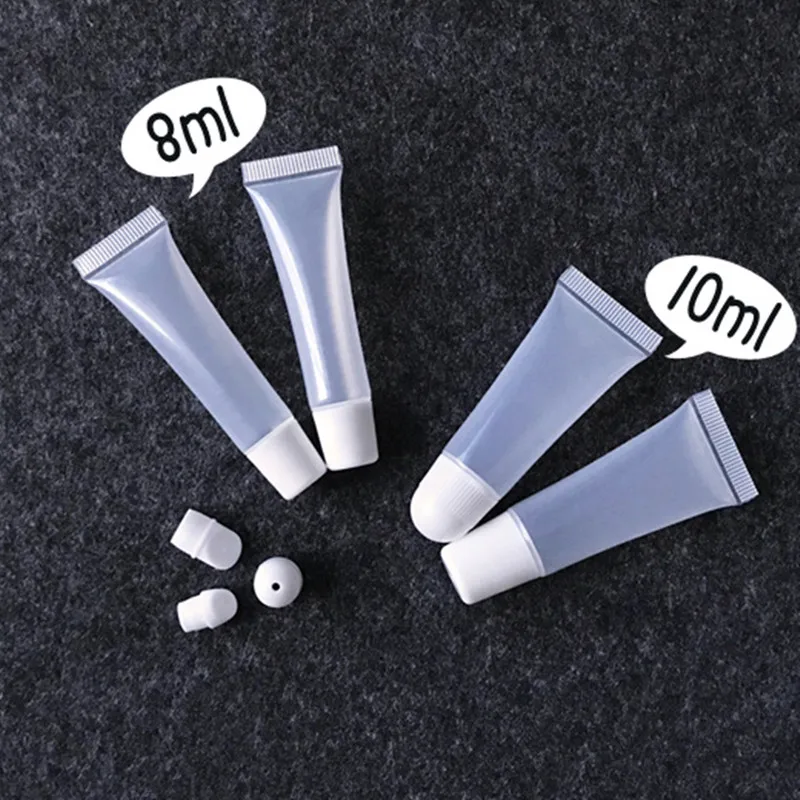 

30/50/100/150pcs 8/10ml clear white soft hose & tube with slant mouth eye cream lippie hose cosmetic packing empty hose