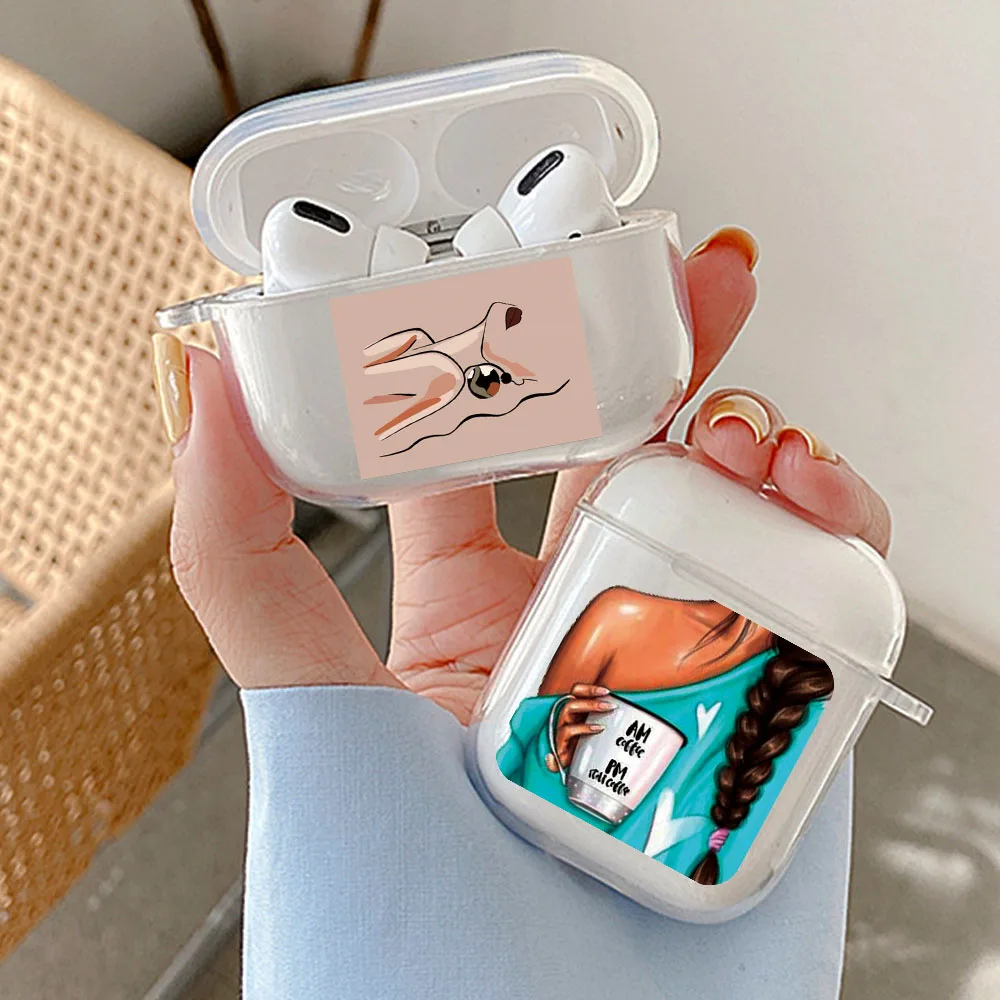 Transparent Soft Case For AirPods 2 1 3 TPU Wireless Bluetooth Earphone Box Cover For Airpods Pro 3 2021 Pod Bag Map Girl Women