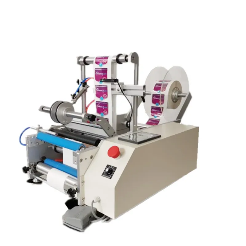 

Semi automatic double sides pet plastic glass bottle labeling machine with production counting function