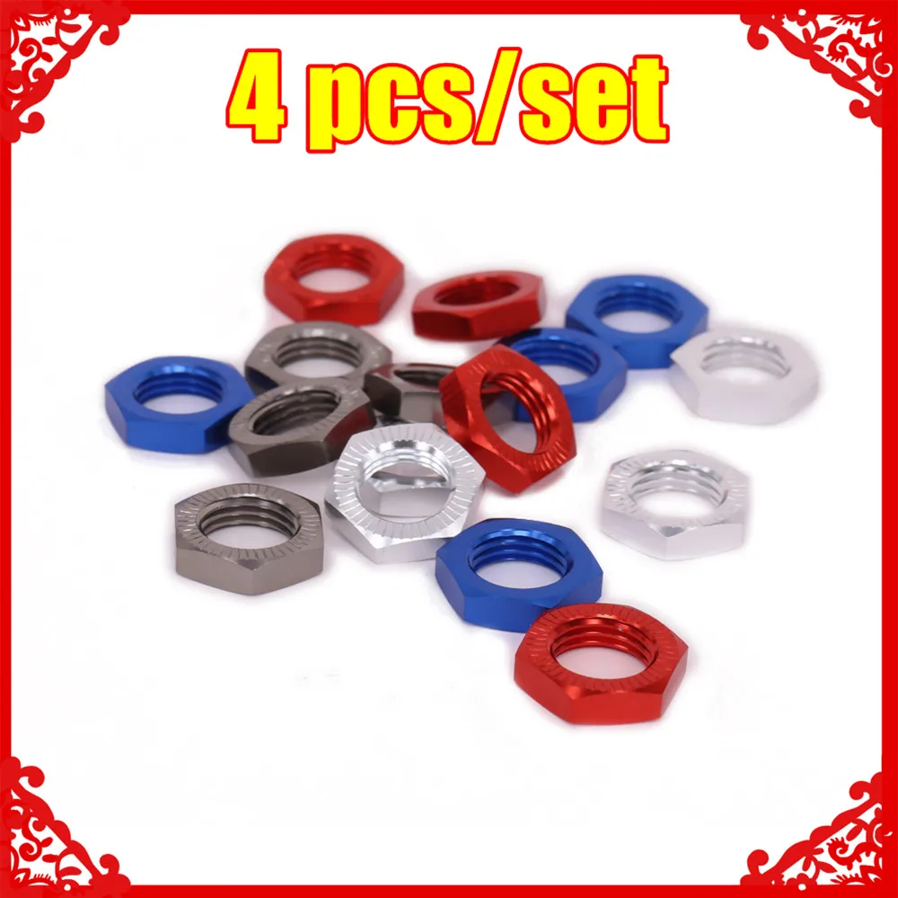 4PCS M17 17mm Wheel Hex Adapter Nut Thread Pitch 1.25mm For Some Rc Hobby Model Car Hobao N10219 Wheel Nut 1/8 RCAWD Aluminum