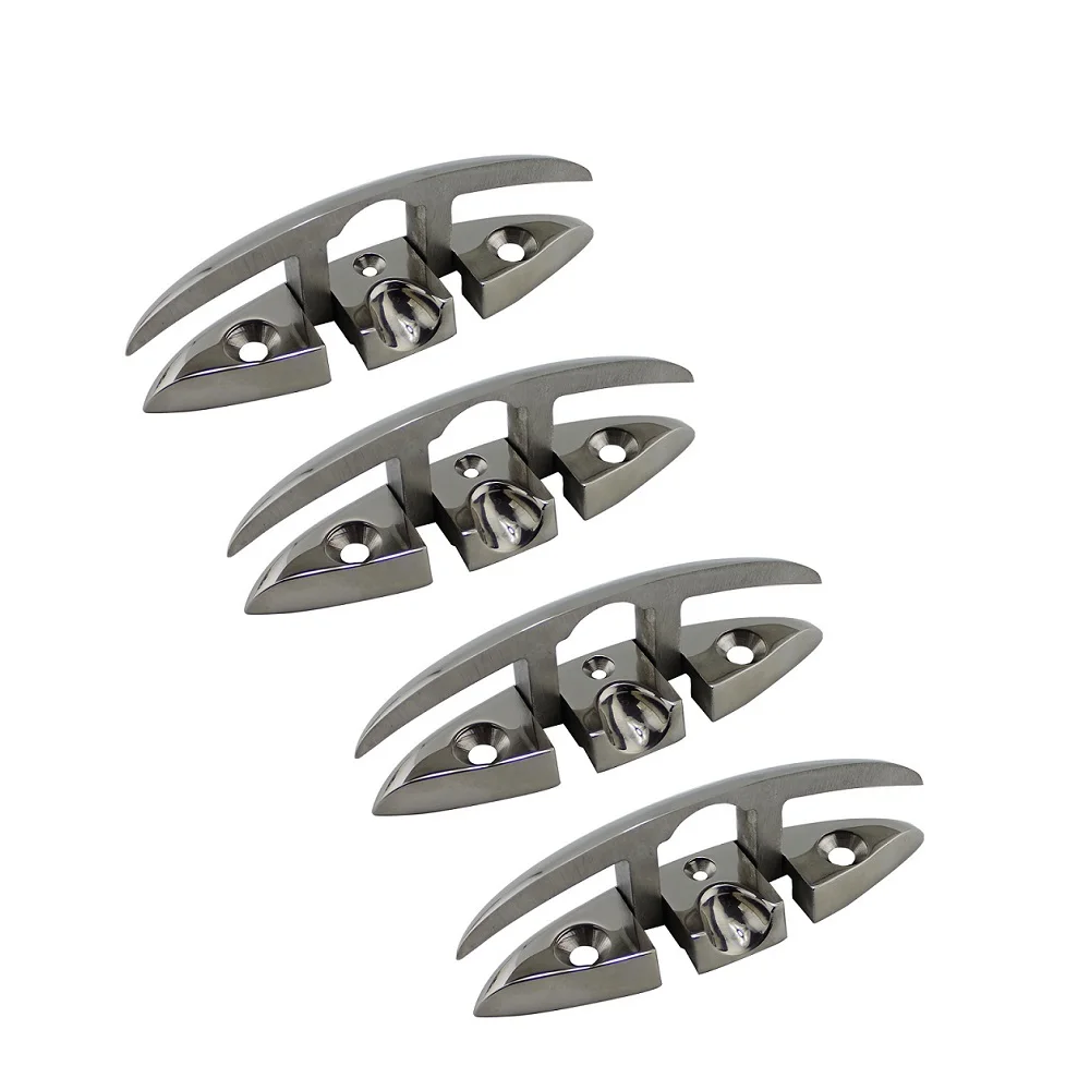 4PCS Stainless Steel 316 Cleat Marine Hardware Foldable Boat Cleats Folding Deck Mooring Cleat Boat Accessories Parts