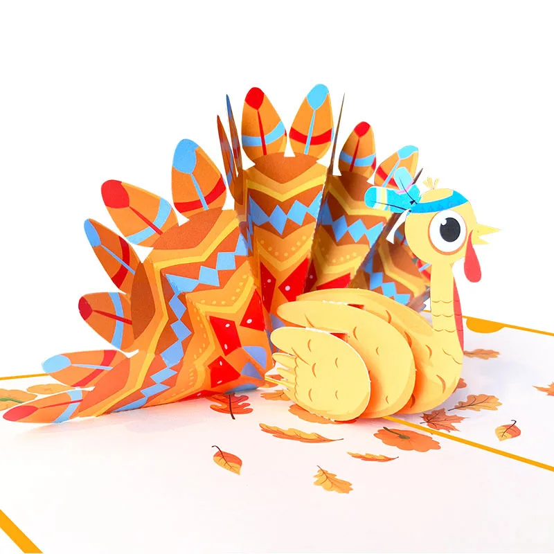 

10pcs Thanksgiving Turkey Handmade Origami 3D Pop UP Greeting Card Invitation Postcard Wedding Birthday Christmas Party Gift