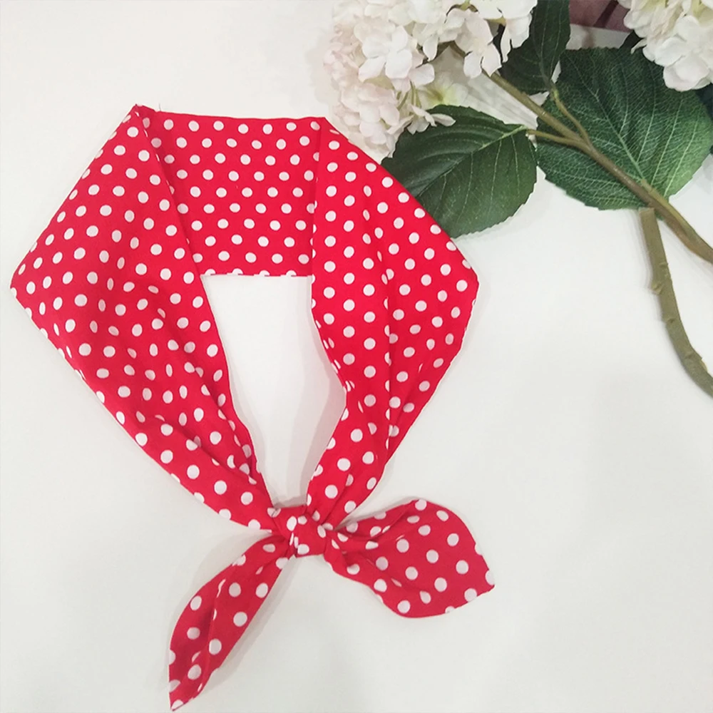 2023 Retro Women Vintage 50s Red Polka Dots Headband Hair Accessories Hairband Bow Rockabilly Pinup Hair Band