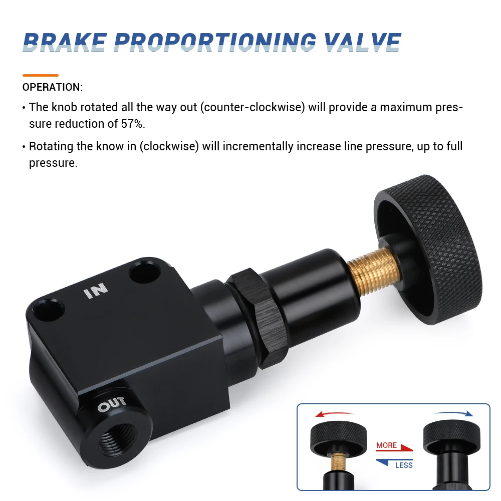 VR - Brake Bias Proportioning Valve Pressure Regulator For Brake Adjustment 1/8-27 NPT Pressure Regulator Screw Knob Type