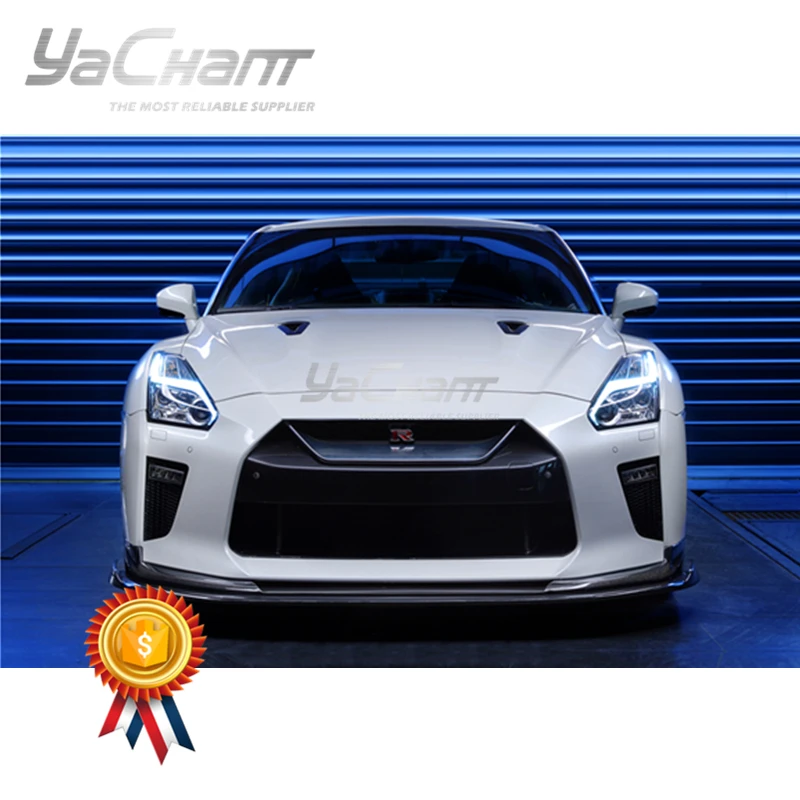 

Wet Carbon Fiber Front Bumper Diffuser Kit Fit For 2017-2020 R35 GTR EBA YC DESIGN Style Front Lip with Underboard