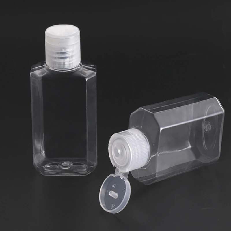 1000pcs/lot 60ml Empty Bottle Hand Flip Cover PET  Liquid Bottle Clear Squeezed Pet Sub Travel Bottle