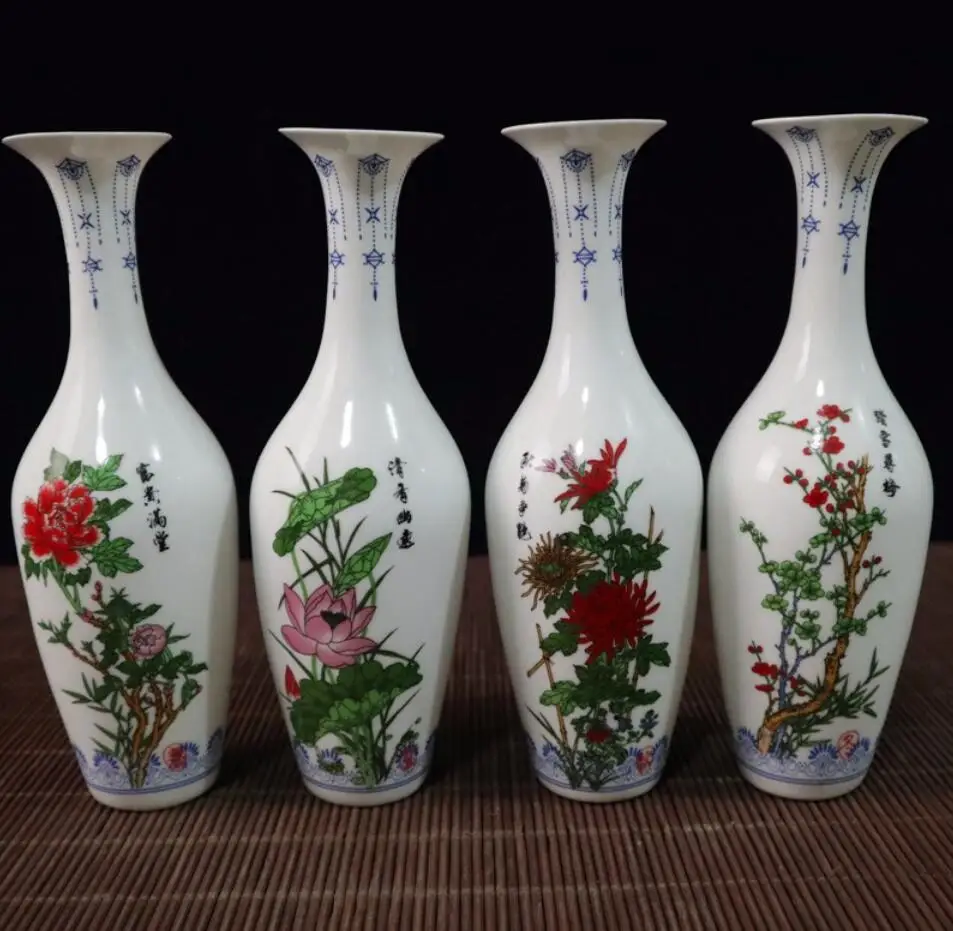 

China ceramic Four Seasons Flower vase crafts statue A set