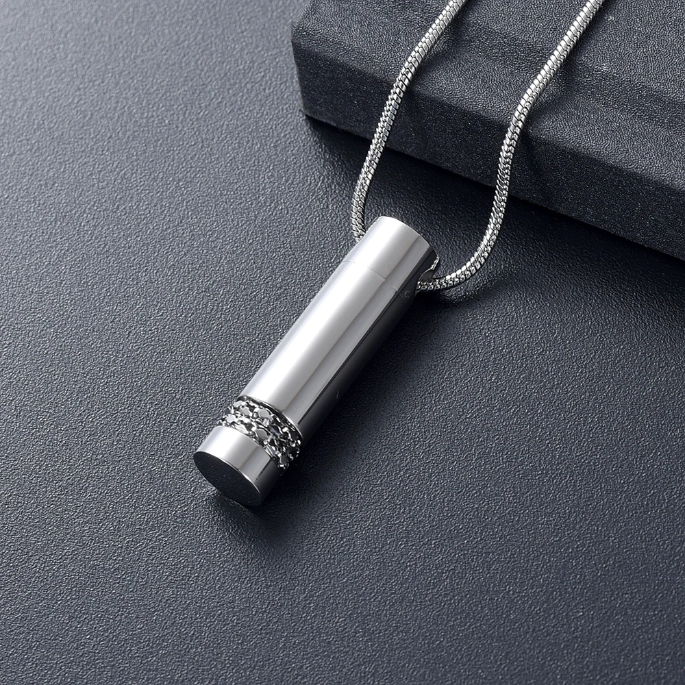 IJD11949 Stainless Steel Cremation Cylinder Pendant Necklace Memorial Pendant Ash Urn Necklace Keeps Your Loved One Jewelry