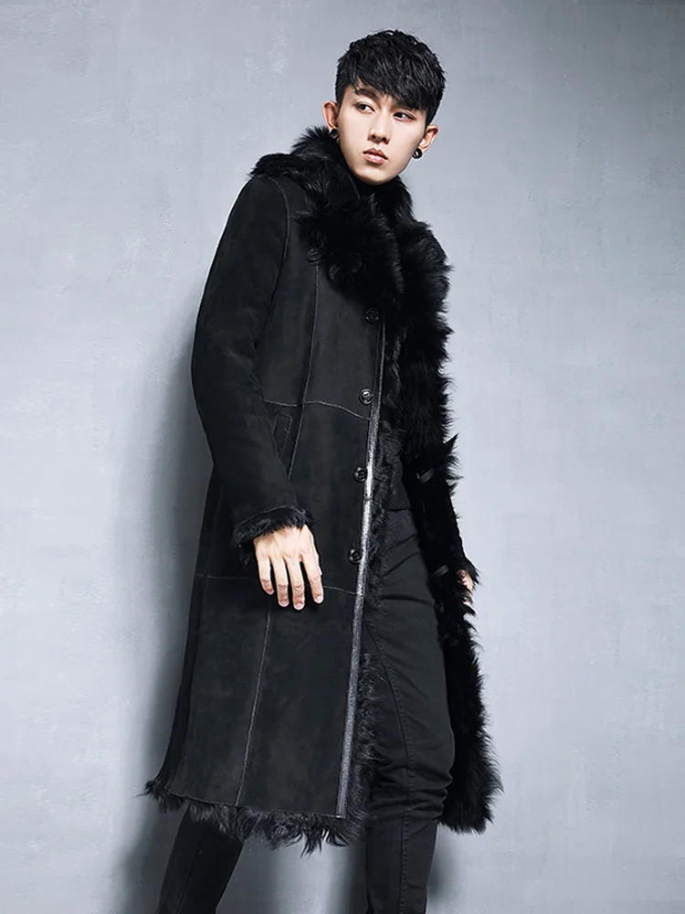 Men's Natural Fur Coat Long Winter Genuine Leather Jacket Men Real Sheepskin Coat Shearling Jackets XZ-N-298208 KJ3856