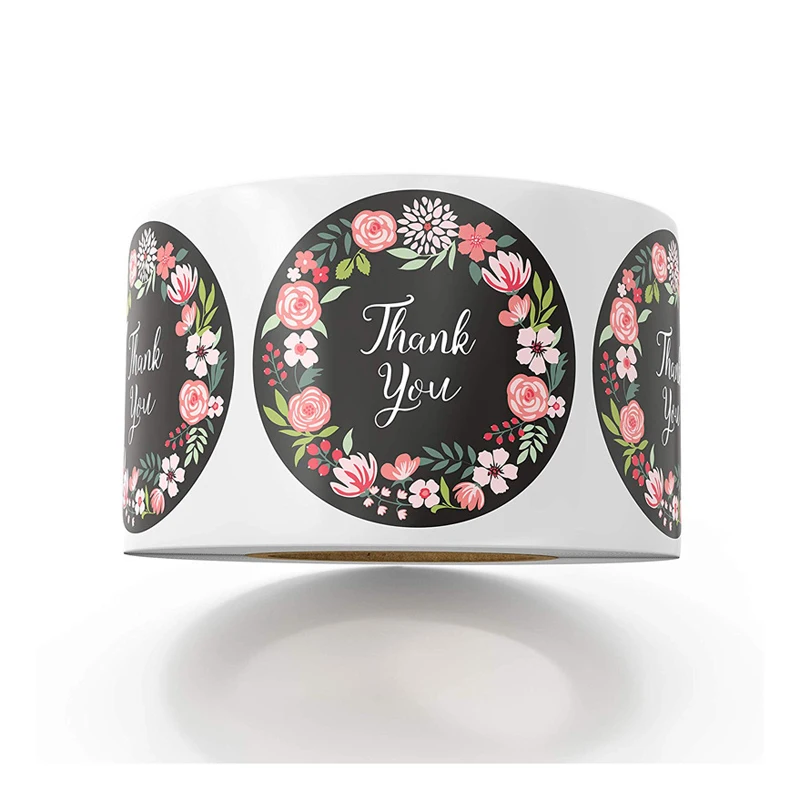 Thank You Stickers Floral Stickers for Company Giveaway Birthday Party Favors Labels Mailing Supplies Funcy Flower Print 1 Inch