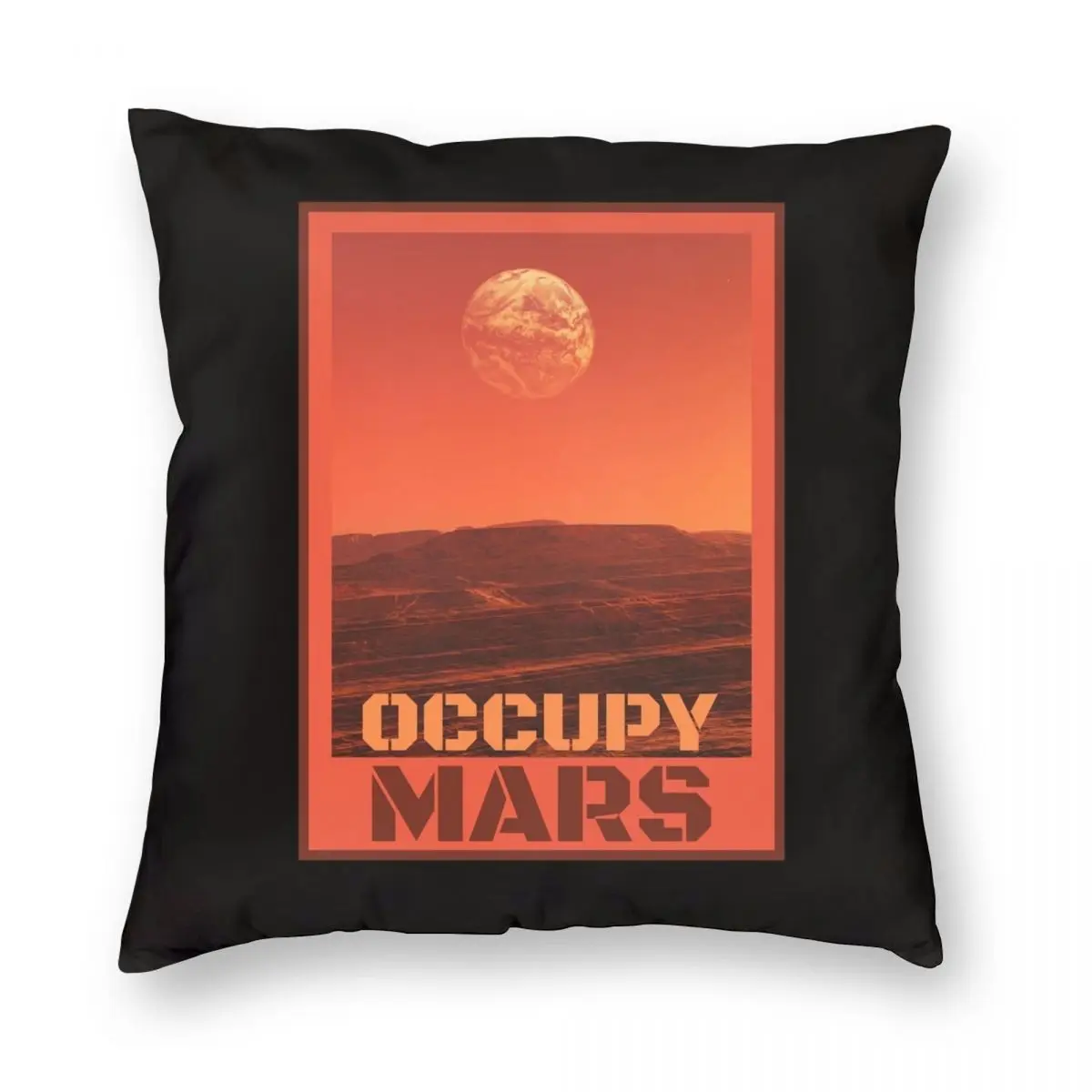 Occupy Mars Square Pillowcase Polyester Linen Velvet Printed Zip Decorative Throw Pillow Case Car Cushion Cover