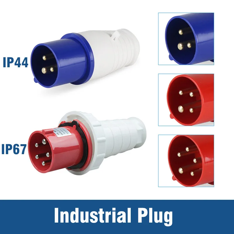 Waterproof Industrial Socket Plug Coupler IP44 3P 4P 5P 3/4/5 Core Dustproof Socket IP67 Male and Female Socket 16A 32A 63A 125A