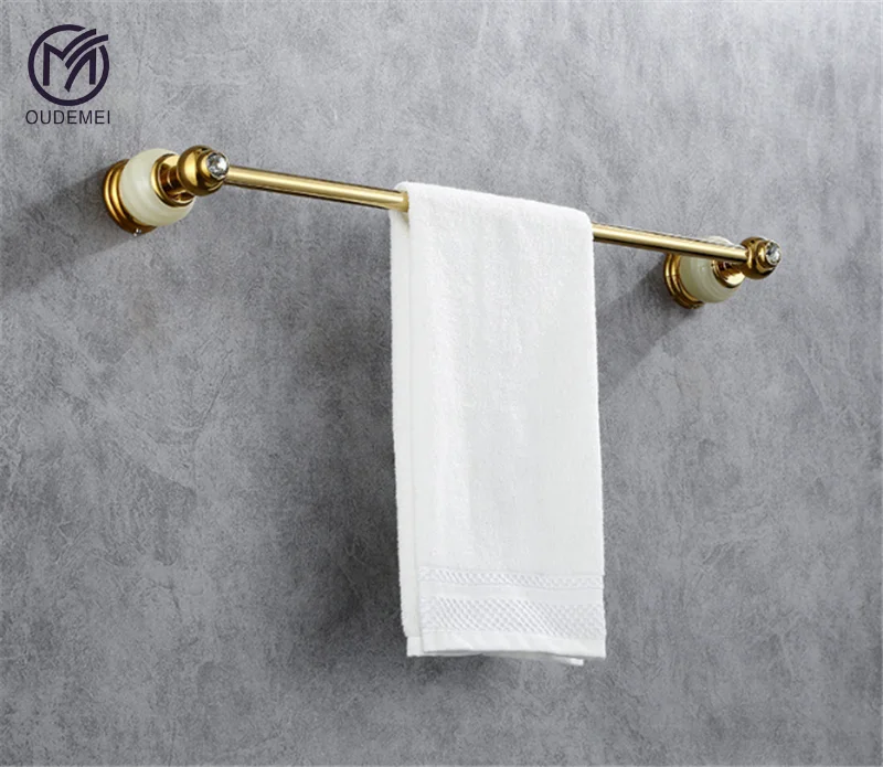 

Brass Towel Rack Gold Wall-Mounted Modern Bathroom Accessories Storage Device Bathroom Storage Organizer Jade Rack