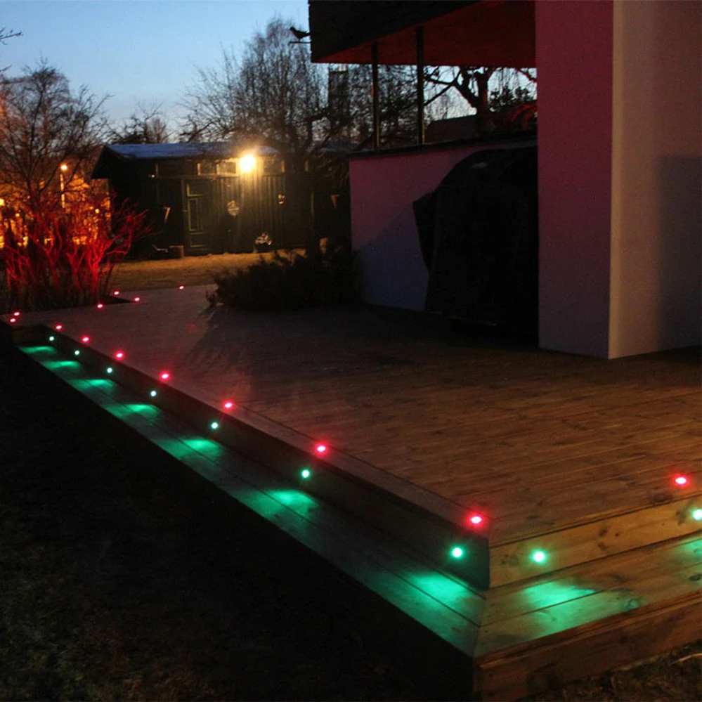 Imagem -06 - Impermeável Led Deck Light Kit 16 Pcs 12v Rgb 24key Remoto Ip67 Lâmpada Subterrânea Escada Jardim Floor Lights Iluminação de Paisagem