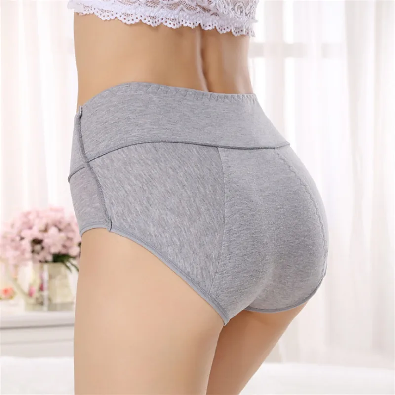 Bragas menstruales de cintura alta para mujer, ropa interior grande, 100% algodón