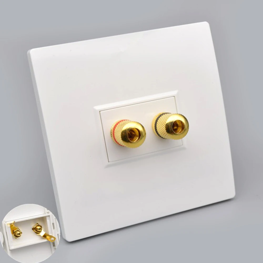 Audio Panel Terminals 86X86mm White Gold Color Channels 5.1 Speaker Connector Wall Socket