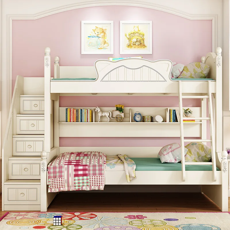 Solid wood bed  furniture  low bed children combination bunk bed plus extra bed