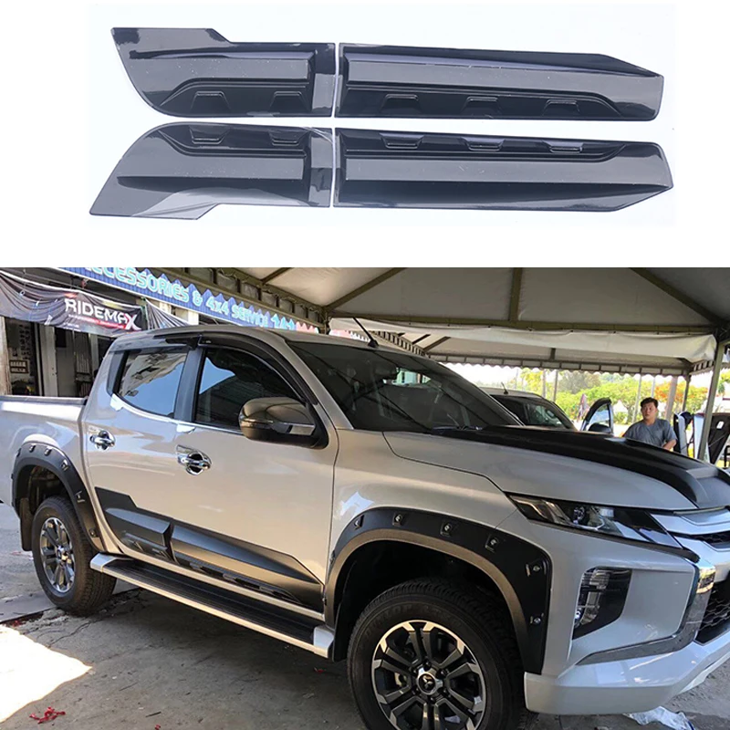 4 Pcs ABS Door Trim Cover Side Body Cladding For Mitsubishi Triton L200 2019-2021 Pickup 4X4 Car Accessories